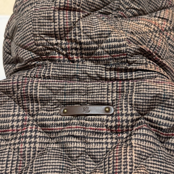 Lauren Ralph Lauren Brown Plaid Hooded Quilted Jacket M - Picture 12 of 14